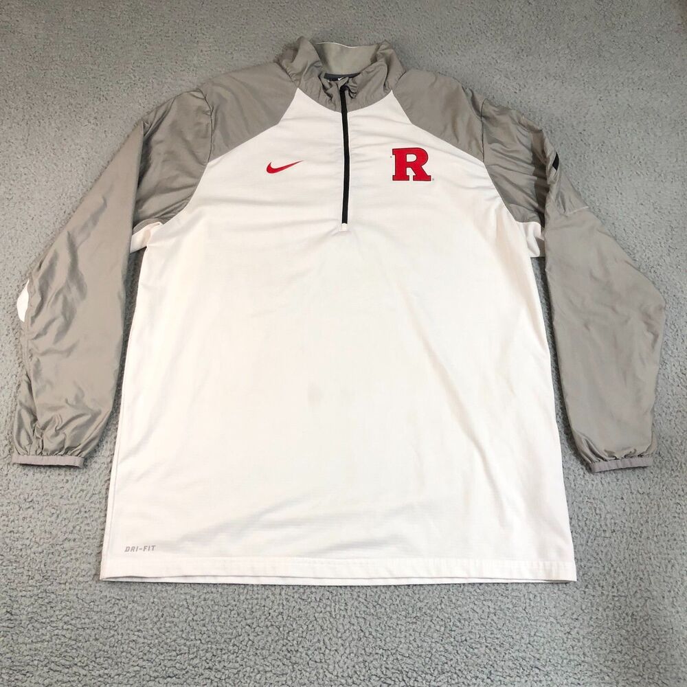 Rutgers Scarlet Knights Jacket White XL Pullover Baseball Nike Sportswear Logo